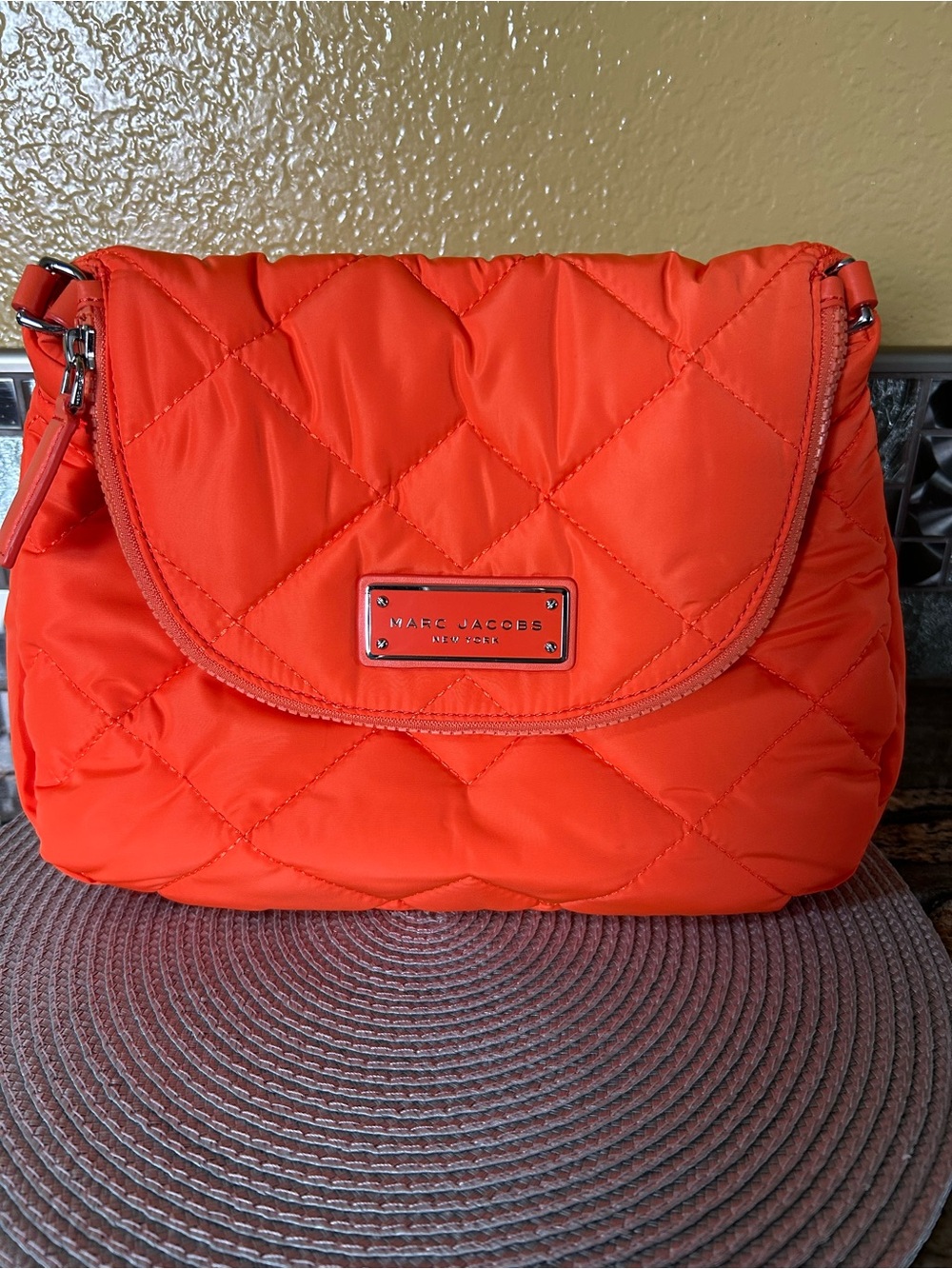 Marc Jacobs Quilted Bright Orange Crossbody Shoulder Bag